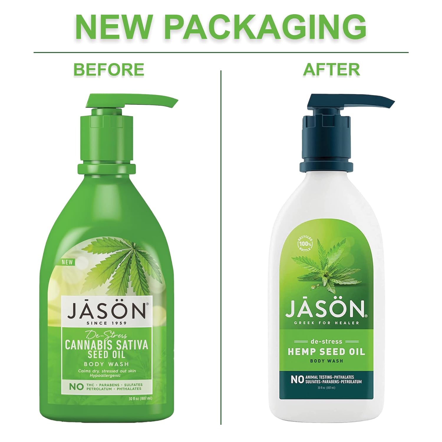 Jason Natural Body Wash & Shower Gel, De-Stress Cannabis Sativa Seed Oil, 30 Oz : Beauty & Personal Care