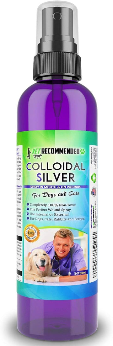 Colloidal Silver for Dogs and Cats, Colloidal Silver Spray That Works as Natural Hot Spot Solution for Dogs - Made in USA (8oz/240ml)
