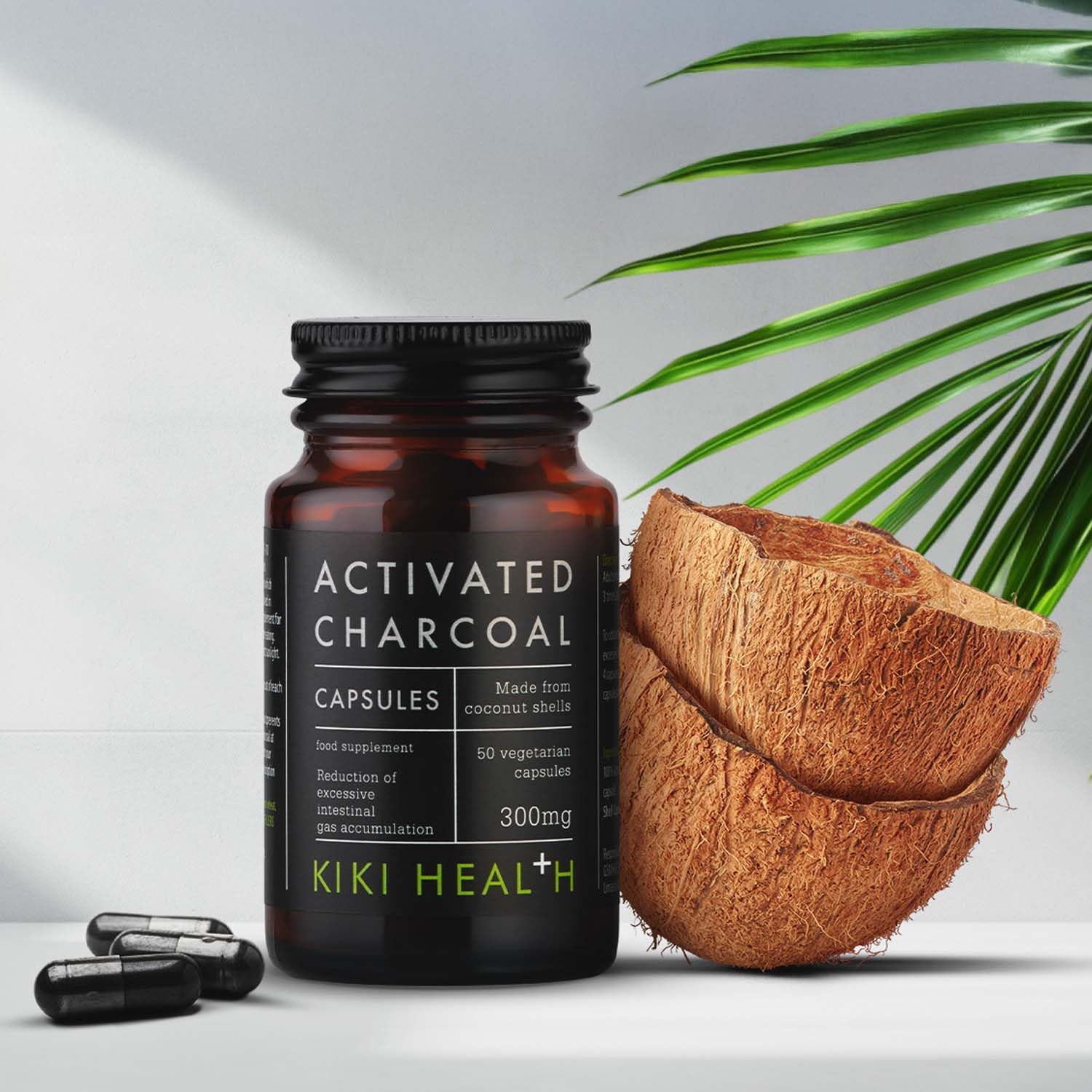 KIKI Health - Activated Charcoal 300mg - Made from 100% Pure Coconut Shells - Contributes to Reducing Excessive Flatulence After Eating - Natural Teeth Whitener - 50 Capsules : Amazon.co.uk: Health & Personal Care
