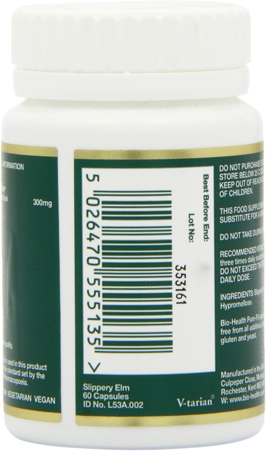 Bio-Health 300mg Slippery Elm Powdered Bark - Pack of 60 Capsules : Amazon.co.uk: Health & Personal Care