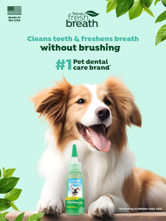 TropiClean Fresh Breath Dog Teeth Cleaning Gel - No Brushing Dental Care - Breath Freshener Oral Care - Complete Dog Teeth Cleaning Solution - Helps Remove Plaque & Tartar, Original, 59ml?FBCTGLKT2Z