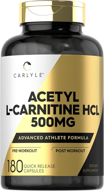 Carlyle Acetyl L-Carnitine Hcl | 500Mg | 180 Count | Non- Gmo And Gluten Free Supplement