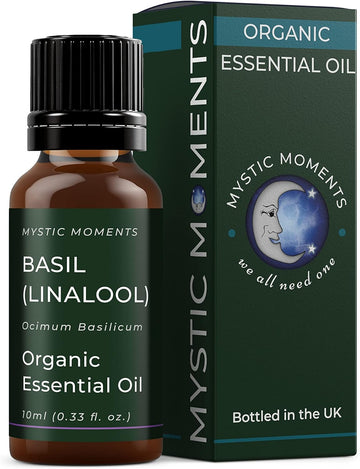 Mystic Moments | Organic Basil (Linalool) Essential Oil 10ml - Pure & Natural oil for Diffusers, Aromatherapy & Massage Blends Vegan GMO Free