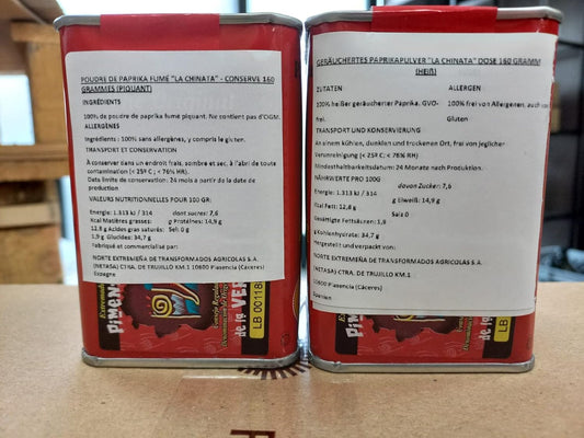 Paprika Powder Smoked Pack - 2 Tin 160G Hot - La Chinata