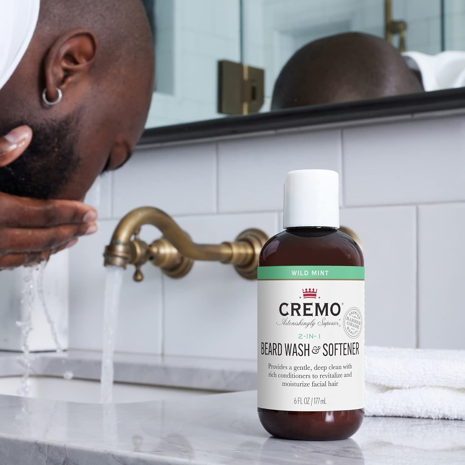 Cremo Wild Mint Beard and Face Wash, Specifically Designed to Clean Coarse Facial Hair, 6 Fluid Oz (Pack of 1) : Beauty & Personal Care