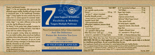 Solgar No. 7 - Joint Support And Comfort - 30 Vegetarian Capsules - Increased Mobility & Flexibility - Gluten-Free, Dairy-Free, Non-Gmo - 30 Servings