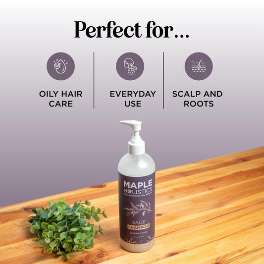 Sage and Rosemary Shampoo Sulfate Free - Ultra Clarifying Shampoo for Build Up and Dry Scalp Treatment with Cleansing Essential Oils for Hair - Sulfate Free Shampoo for All Hair Types with Sage Oil