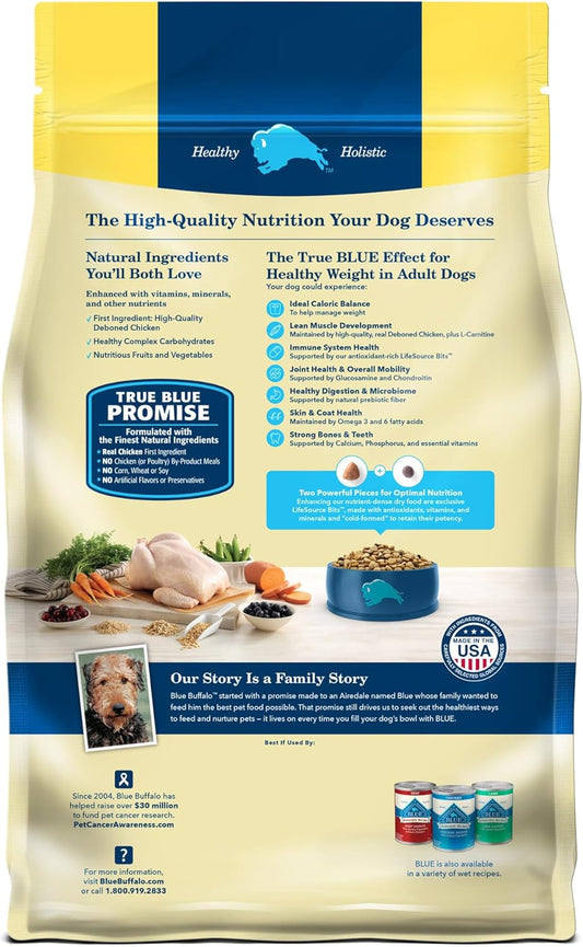 Blue Buffalo Life Protection Formula Healthy Weight Adult Dry Dog Food, Supports An Ideal Weight, Made With Natural Ingredients, Chicken & Brown Rice Recipe, 30-Lb. Bag