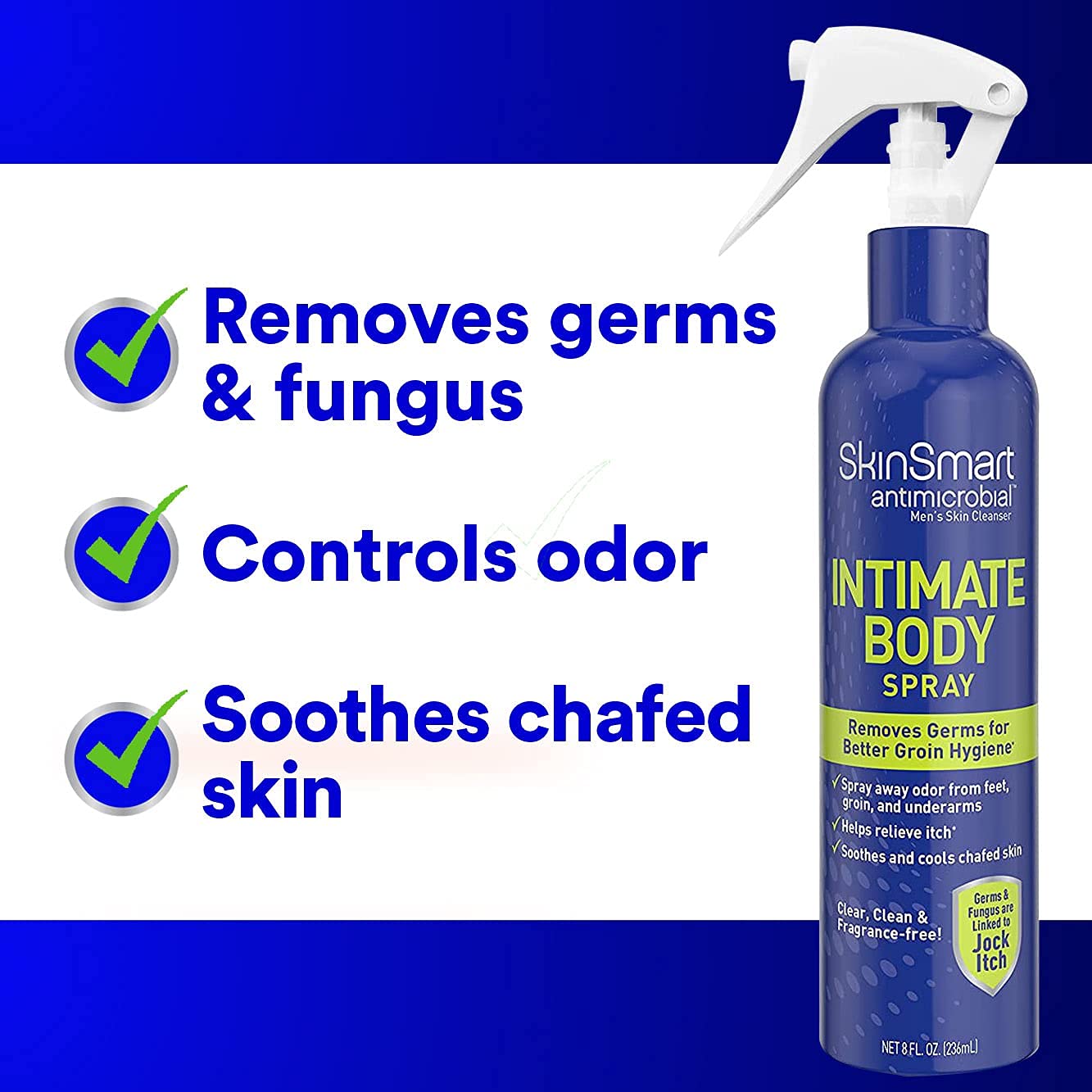 SkinSmart Men’s Intimate Spray, Hypochlorous Based Shower in a Bottle, Removes Bacteria linked to Jock Itch and Foul Odors for, 8 oz Spray Bottle : Health & Household