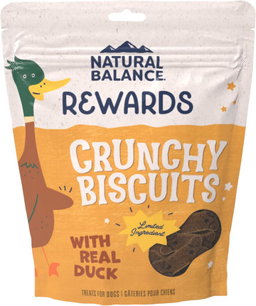 Natural Balance Limited Ingredient Rewards Crunchy Biscuits, Grain-Free Dog Treats for Adult Dogs of All Breeds, Duck Recipe, 14 Ounce (Pack of 1)