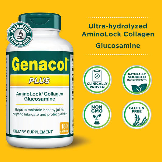Genacol Plus – Glucosamine And Collagen Joint Supplement, Lubricates, Protects And Maintains Heathy Joints, Relieves Joint Discomfort Plus, 180 Capsules (60-Day Supply)
