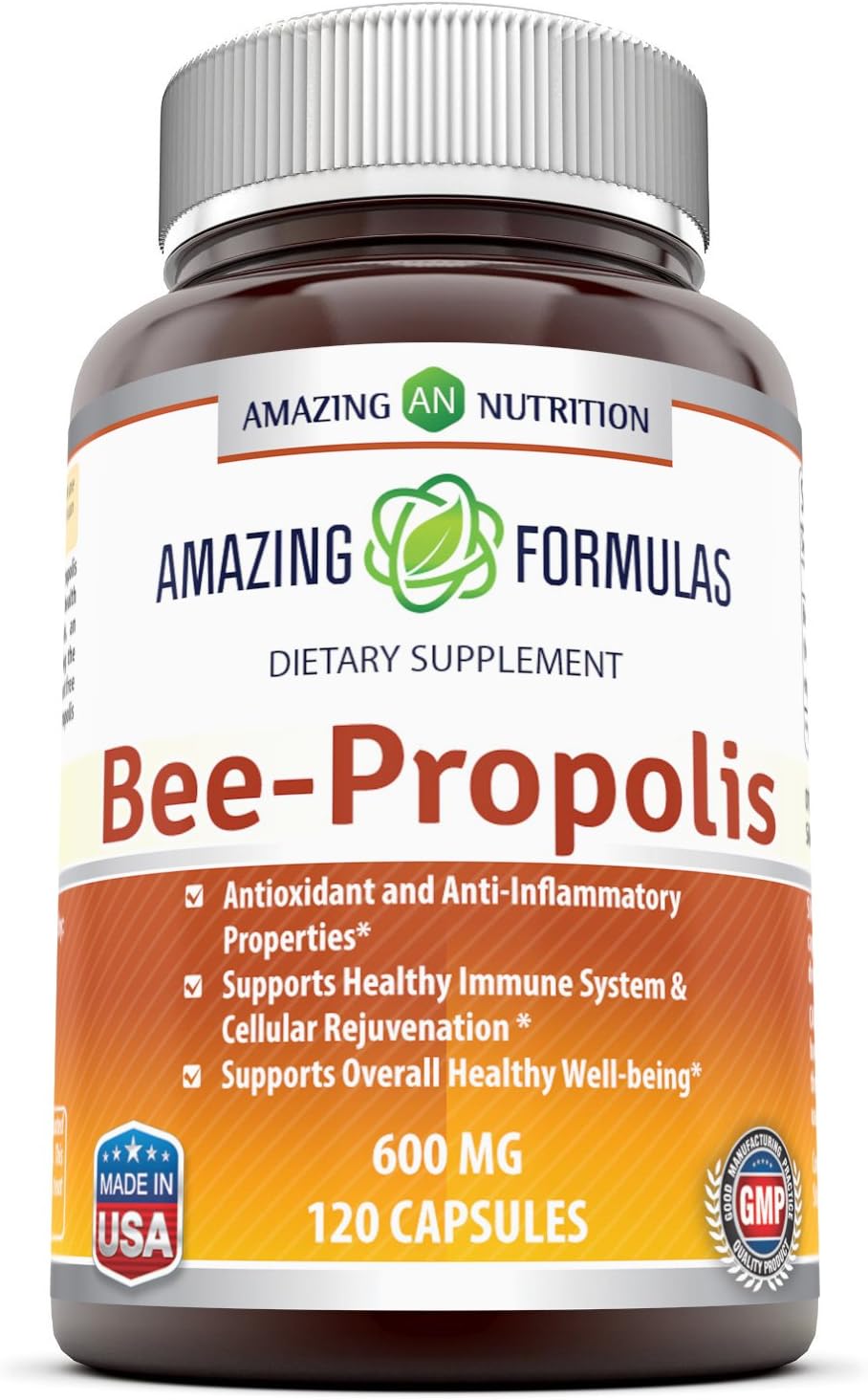 Amazing Formulas Bee Propolis 600 mg 120 Capsules Supplement | Non-GMO | Gluten Free | Made in USA