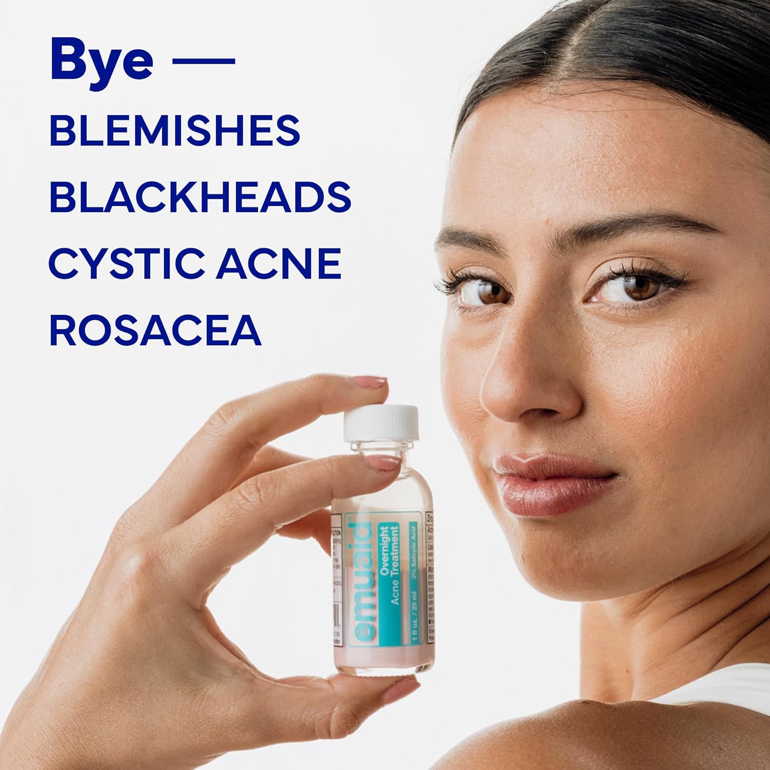Emuaid Overnight Acne Treatment, Gentle Fast-Acting Solution With Salicylic Acid For Adults And Teens, Clears Stubborn Pimples, Cystic Acne, Blackheads, Rosacea, And Hormonal Breakouts, 1Oz : Beauty & Personal Care