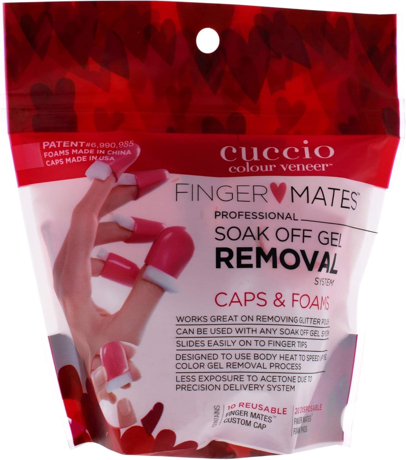 Cuccio Veneer Soak Off Fingermates 10 Caps And 20 Foams Pack White