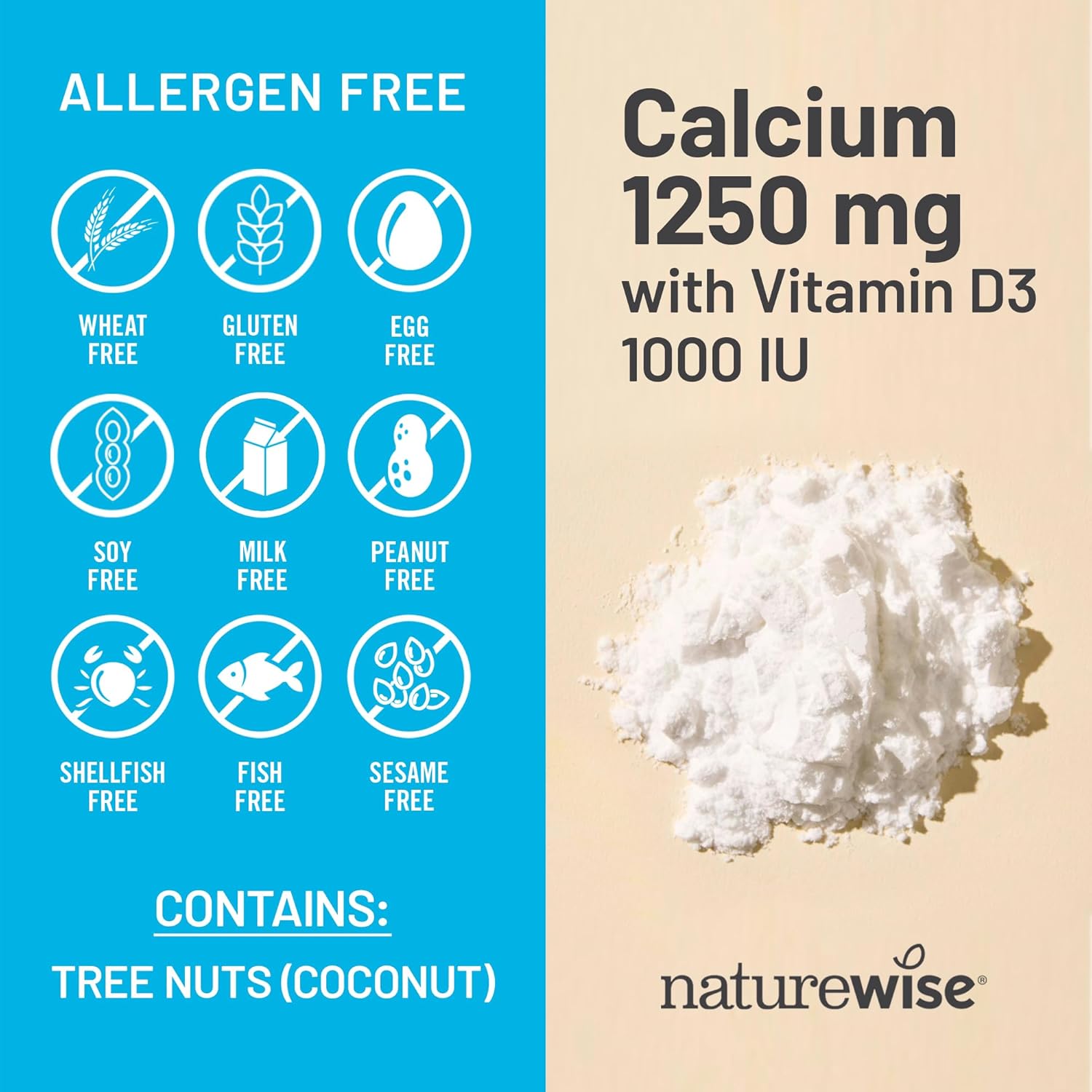 Naturewise Calcium 1250Mg With Vitamin D3 1000Iu - Bone Health And Immune System Supplement - Absorption Friendly, Made With Organic Mct Coconut Oil, Non-Gmo, Gluten Free - 60 Softgels[30-Day Supply]