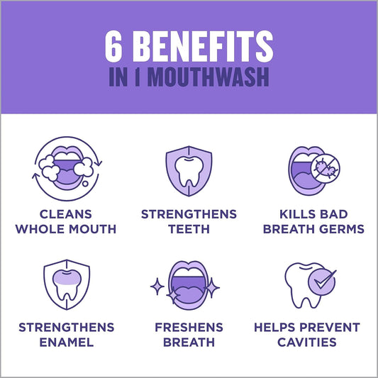 Listerine Total Care Anticavity Fluoride Mouthwash, 6 Benefits In 1 Oral Rinse Helps Kill 99% Of Bad Breath Germs, Prevents Cavities, Strengthens Teeth, Ada-Accepted, Fresh Mint, 1 L