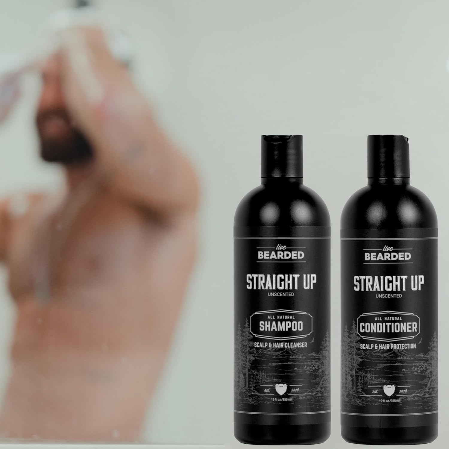 Live Bearded All-Natural Shampoo And Conditioner For Men - Promotes Hair Growth - Strengthening, Deep Conditioning, Moisturizing | Straight Up - Fragrance-Free Unscented : Beauty & Personal Care