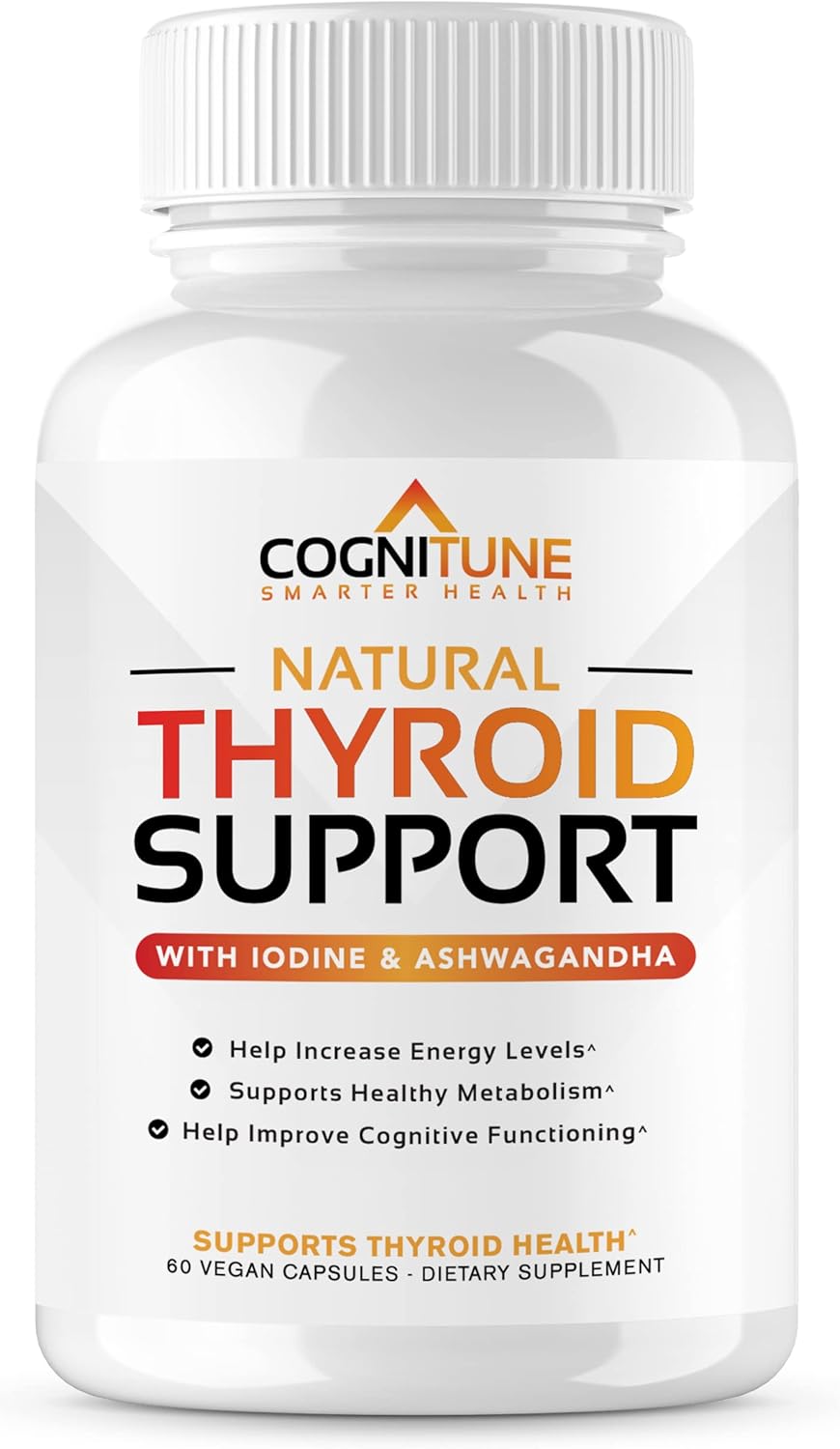 Cognitune Thyroid Support Complex Supplement - Thyroid Support For Women And Men - Boost Energy, Focus, Metabolism - Iodine Supplement With B12, Selenium, Zinc, Copper, Ashwagandha, L-Tyrosine & More