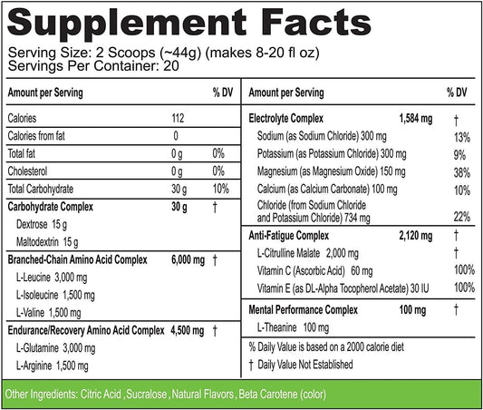 3-In-1 Endurance And Recovery, Hydration, Bcaa, Electrolyte Enhanced Drink (Lemon Lime)