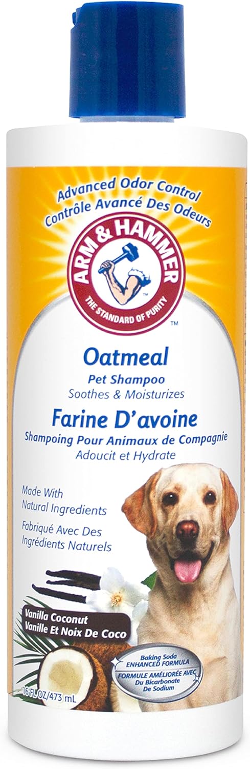 Arm & Hammer for Pets Oatmeal Shampoo for Dogs | Best Dog Shampoo for Dry, Itchy Skin | Soothing Oatmeal Dog Shampoos in Warm and Inviting Vanilla Coconut Scent, 16 oz,White