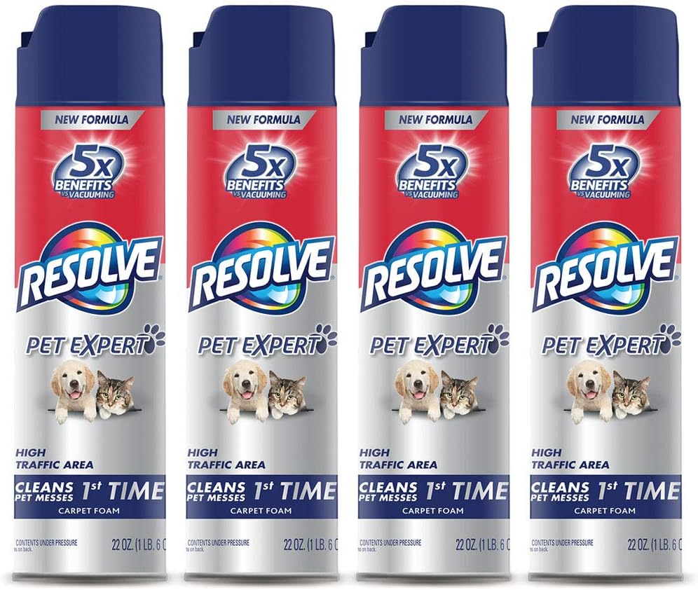 Resolve Pet High Traffic Carpet Foam, Cleans Freshens Softens & Removes Stains, 22 Fl Oz (Pack Of 4)