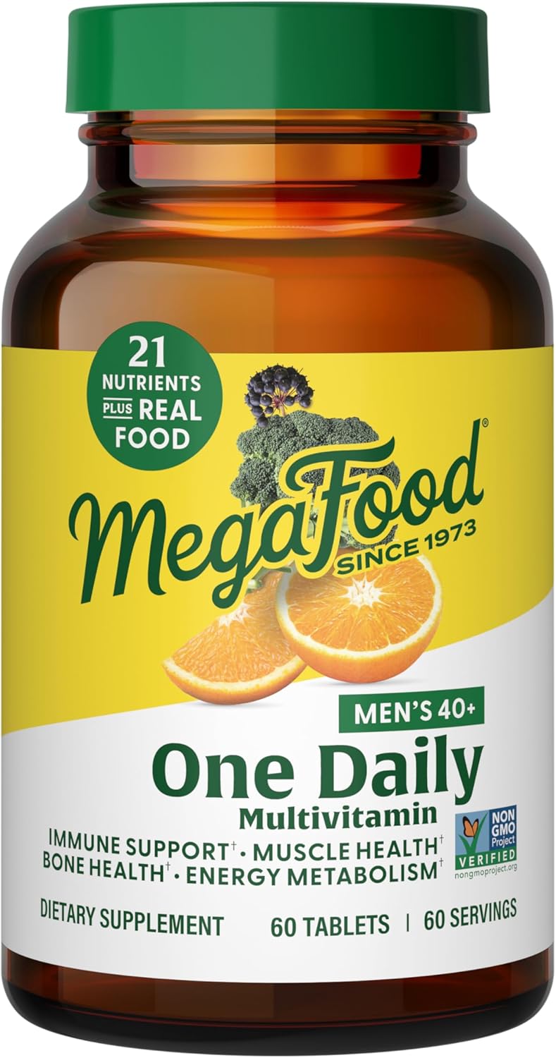 Megafood, Men Over 40 One Daily, Daily Multivitamin And Mineral Dietary Supplement With Vitamins B, D And Zinc, Non-Gmo, Vegetarian, 60 Tablets (60 Servings)