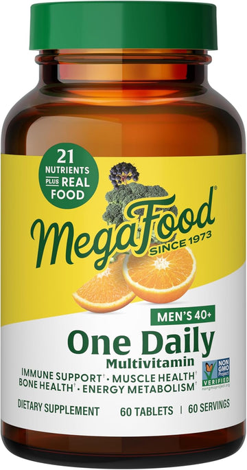 Megafood, Men Over 40 One Daily, Daily Multivitamin And Mineral Dietary Supplement With Vitamins B, D And Zinc, Non-Gmo, Vegetarian, 60 Tablets (60 Servings)