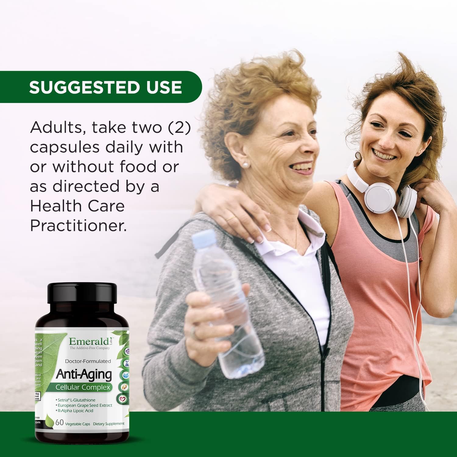 Emerald Labs Anti-Aging Cellular Complex - Supports Healthy Aging & Liver Health With Setria L-Glutathione, Coq10, R-Alpha Lipoic Acid, Resveratrol & More - 60 Vegetable Capsules (30-Day Supply) : Health & Household