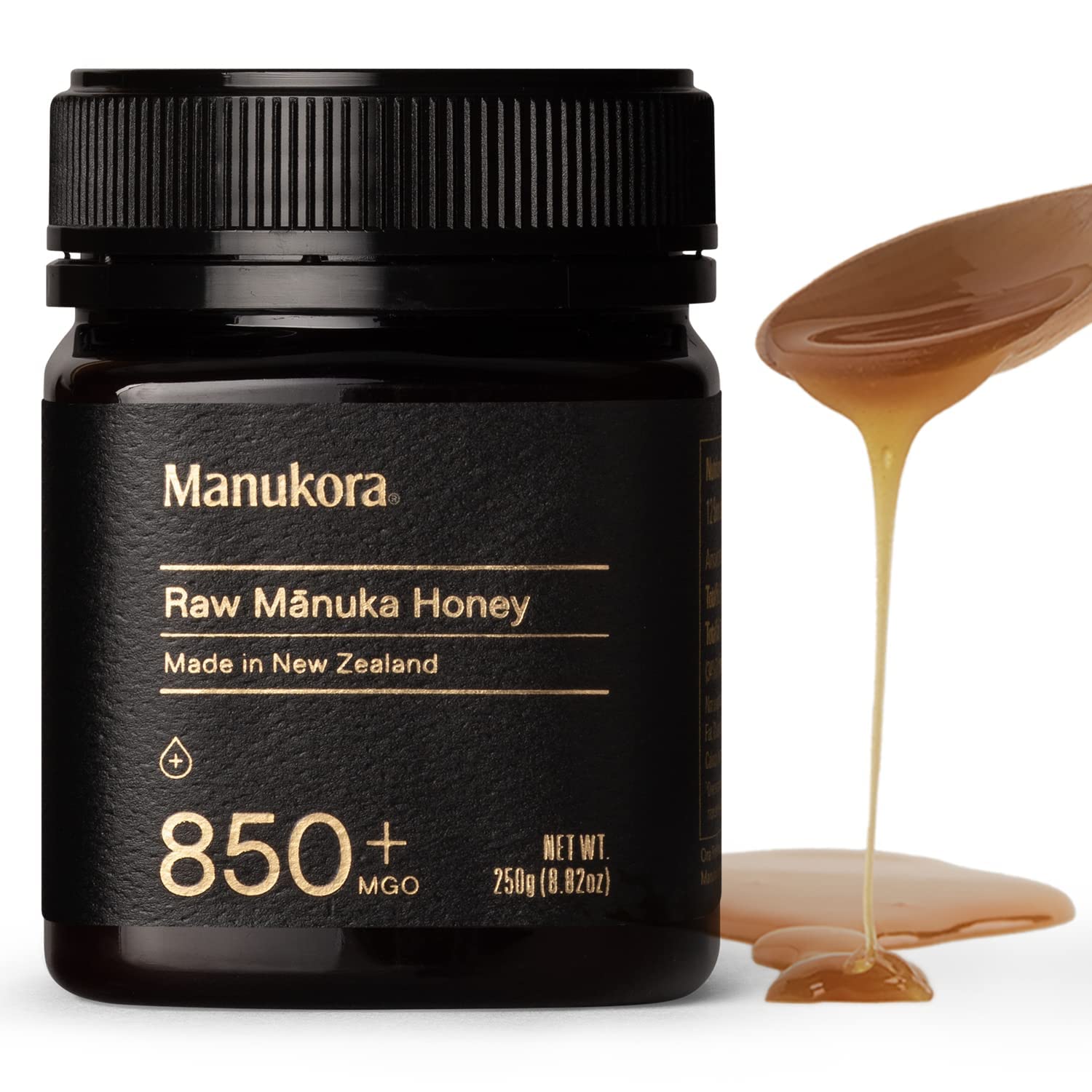 Manukora Raw Manuka Honey, Mgo 850+ From New Zealand, Non-Gmo, Monofloral, Traceable From Hive To Hand, Daily Digestive & Immune Support - 250G (8.82 Oz)