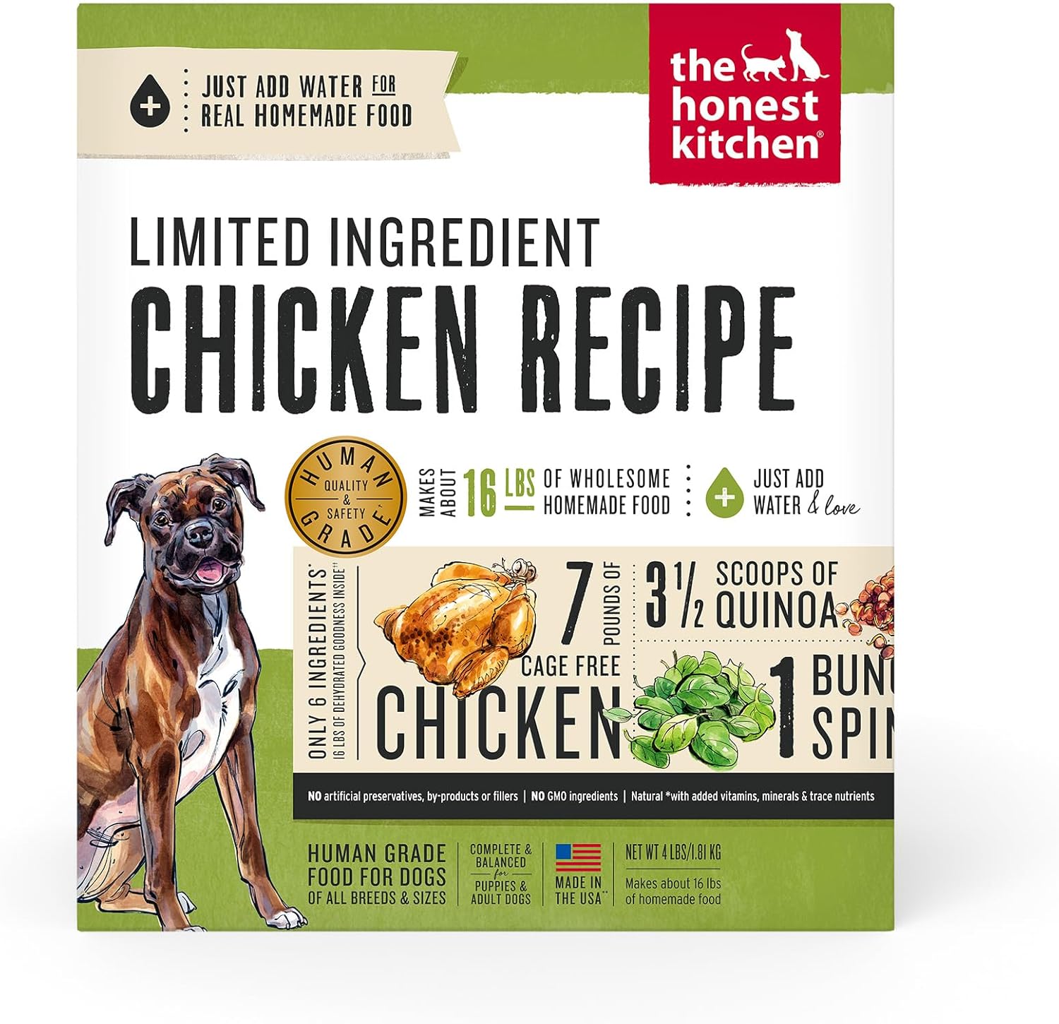 The Honest Kitchen Dehydrated Limited Ingredient Chicken Dog Food, 4 Lb Box