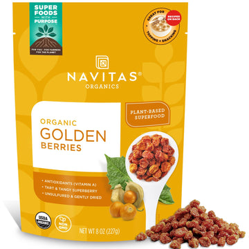 Navitas Organics Goldenberries, 8 Oz. Bag, 8 Servings — Organic, Non-Gmo, Sun-Dried, Sulfite-Free, 8 Ounce