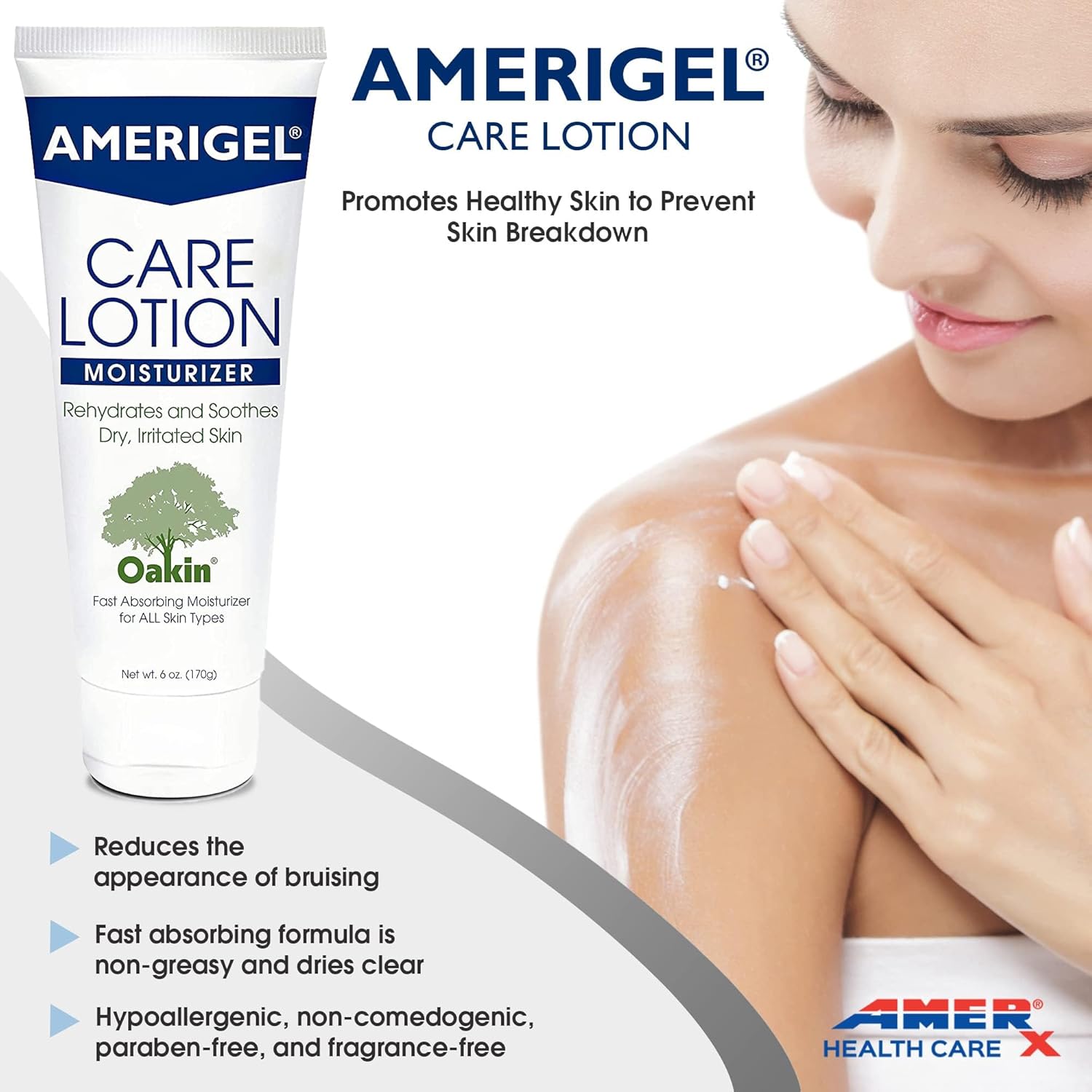 Amerigel Total Day & Night Skin Care Bundle - Care Lotion Hypoallergenic Moisturizer & Diabetic Skin Care (6 Oz.) - Barrier Lotion Skin Protectant To Protect Chafed Skin (6 Oz.) : Beauty & Personal Care