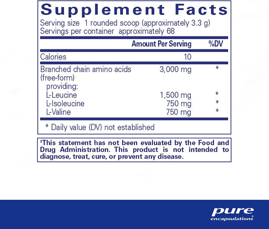 Pure Encapsulations Bcaa Powder | Hypoallergenic Supplement To Support Muscle Function During Exercise | 8 Ounces