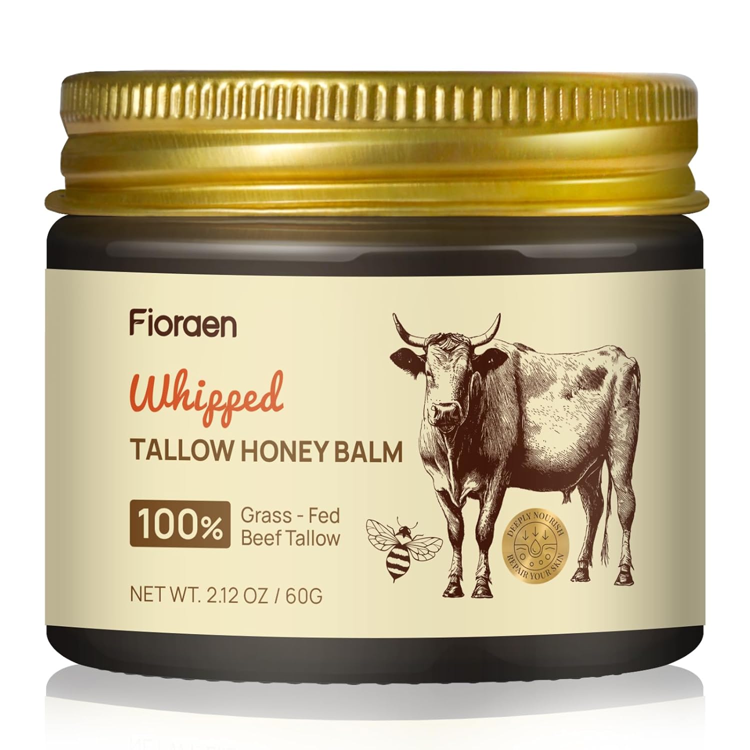 Beef Tallow For Skin 4Oz, Whipped Beef Tallow And Manuka Honey Balm, Beef Tallow For Face And Body, Unscented Skin Care For Dry And Sensitive Skin, Natural Tallow Balm For Hydration And Nourishment
