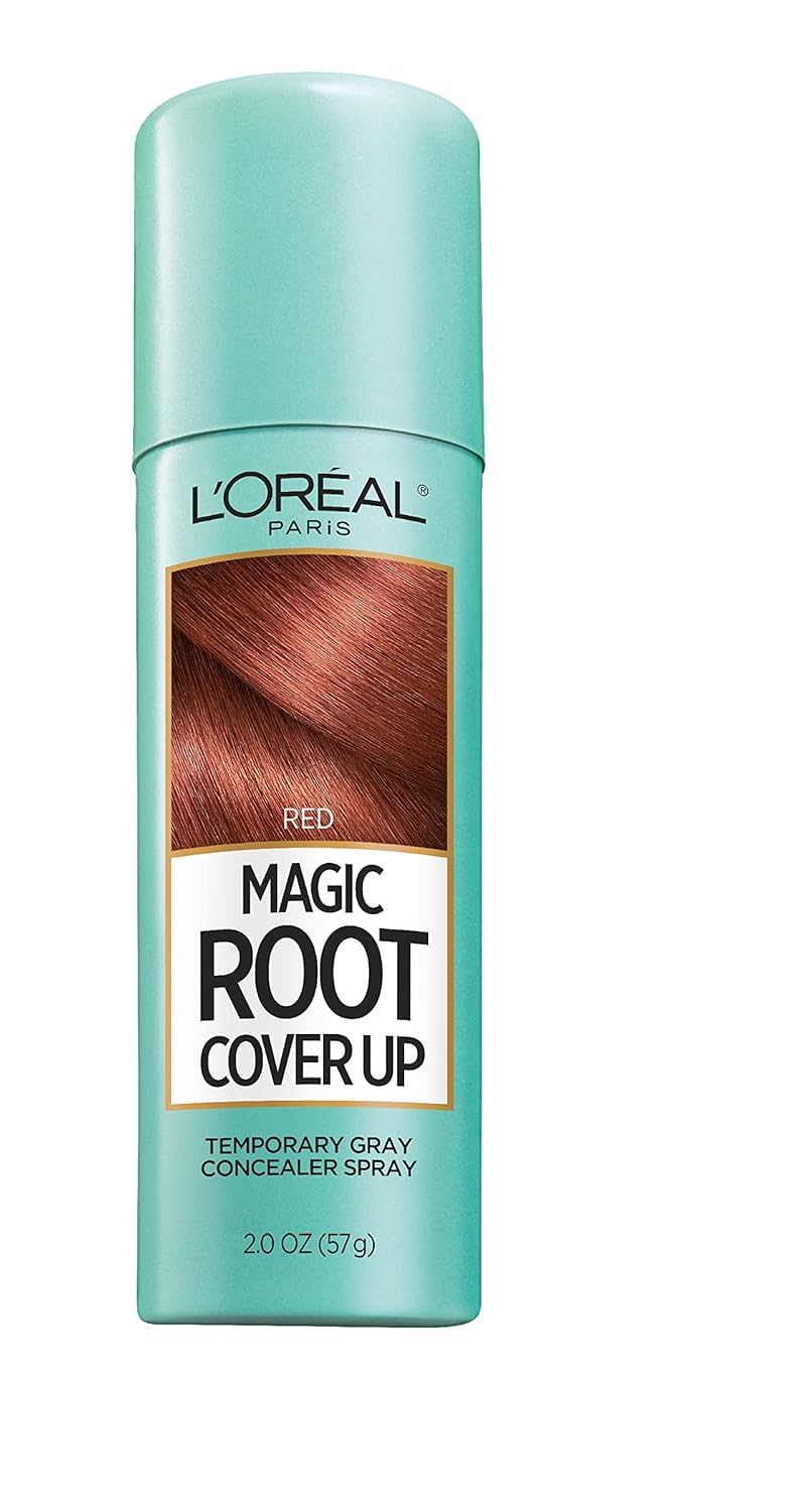 L'Oreal Paris Root Cover Up Temporary Gray Concealer Spray, Hair Color Spray With Filling & Thickening Coverage, Red, Packaging May Vary