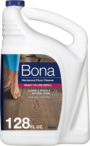 Bona Hardwood Floor Cleaner Refill - 128 fl oz - Unscented - Refill for Bona Spray Mops and Spray Bottles - Residue-Free Floor Cleaning Solution for Wood Floors