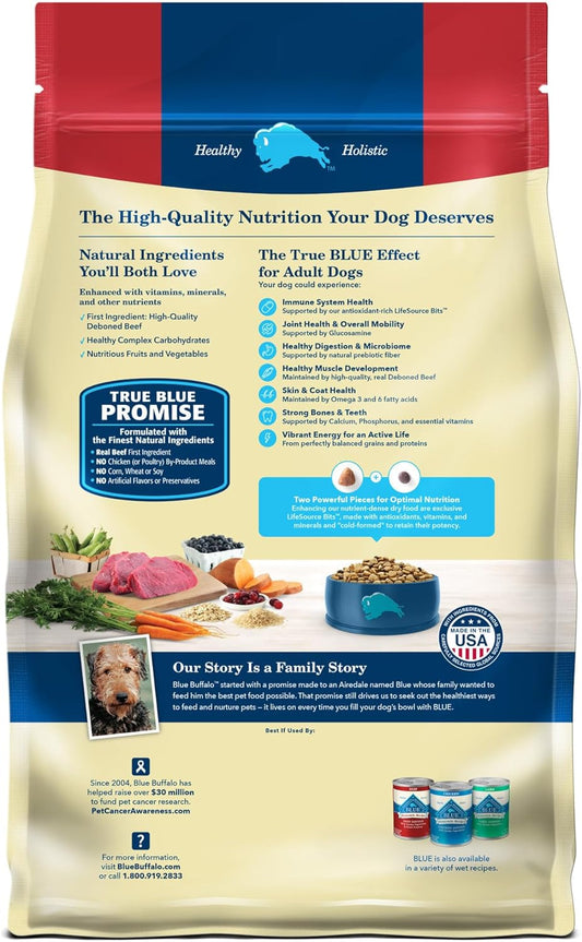 Blue Buffalo Life Protection Formula Adult Dry Dog Food, Helps Build And Maintain Strong Muscles, Made With Natural Ingredients, Beef & Brown Rice Recipe, 5-Lb. Bag