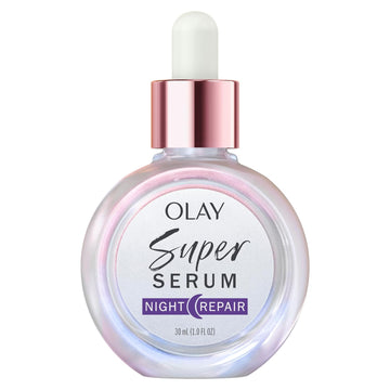 Olay Super Serum For Night Repair 1.0 Oz, 5-In-1 Lightweight Skin Cell Renewing Face Serum, Wrinkle Correcting Treatment With Salicylic Acid & Niacinamide