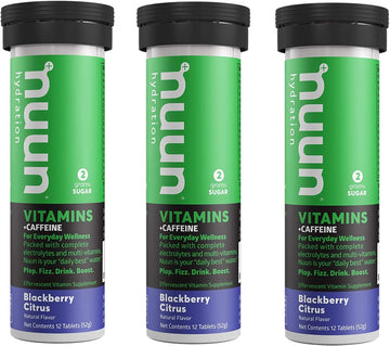 Nuun Vitamins + Caffeine: BlackBerry Citrus Supplement (3 Tubes of 12 Tabs)3