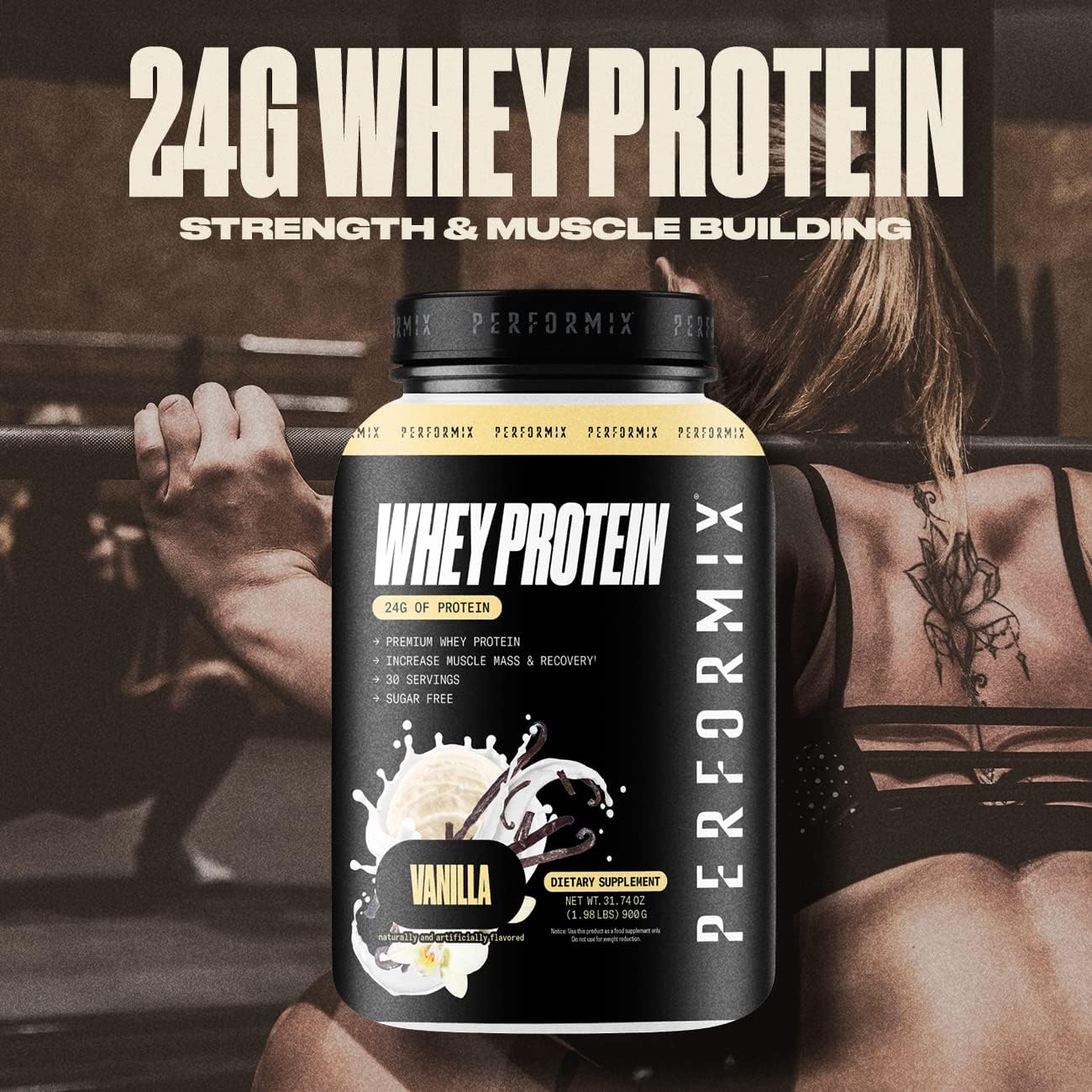 Performix - Whey Protein Isolate Blend - 24G Of Protein - 5.4G Of Bcaas - 110 Calories - Muscle Building & Post Workout Recovery - 100% Whey Protein Powder - 1.98 Lbs - 30 Servings - Vanilla