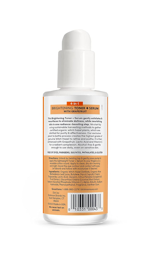 Dickinson'S Witch Hazel Brightening Toner + Serum With Grapefruit