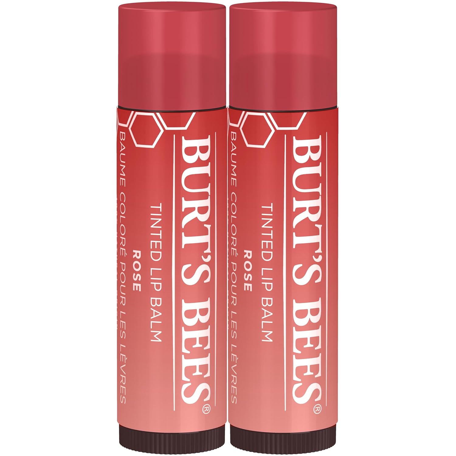 Burt'S Bees Lip Tint Balm With Long Lasting 2 In 1 Duo Tinted Balm Formula, Color Infused With Deeply Hydrating Shea Butter For A Natural Looking Buildable Finish, Petal Rose (2-Pack)