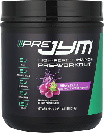 Jym Supplement Science Pre Jym Pink Lemonade Pre Workout Powder For Men & Women, Bcaas, Nootropics, Creatine Hci, Citrulline, Beta-Alanine, Betaine, Taurine, Huperzine, 30 Servings