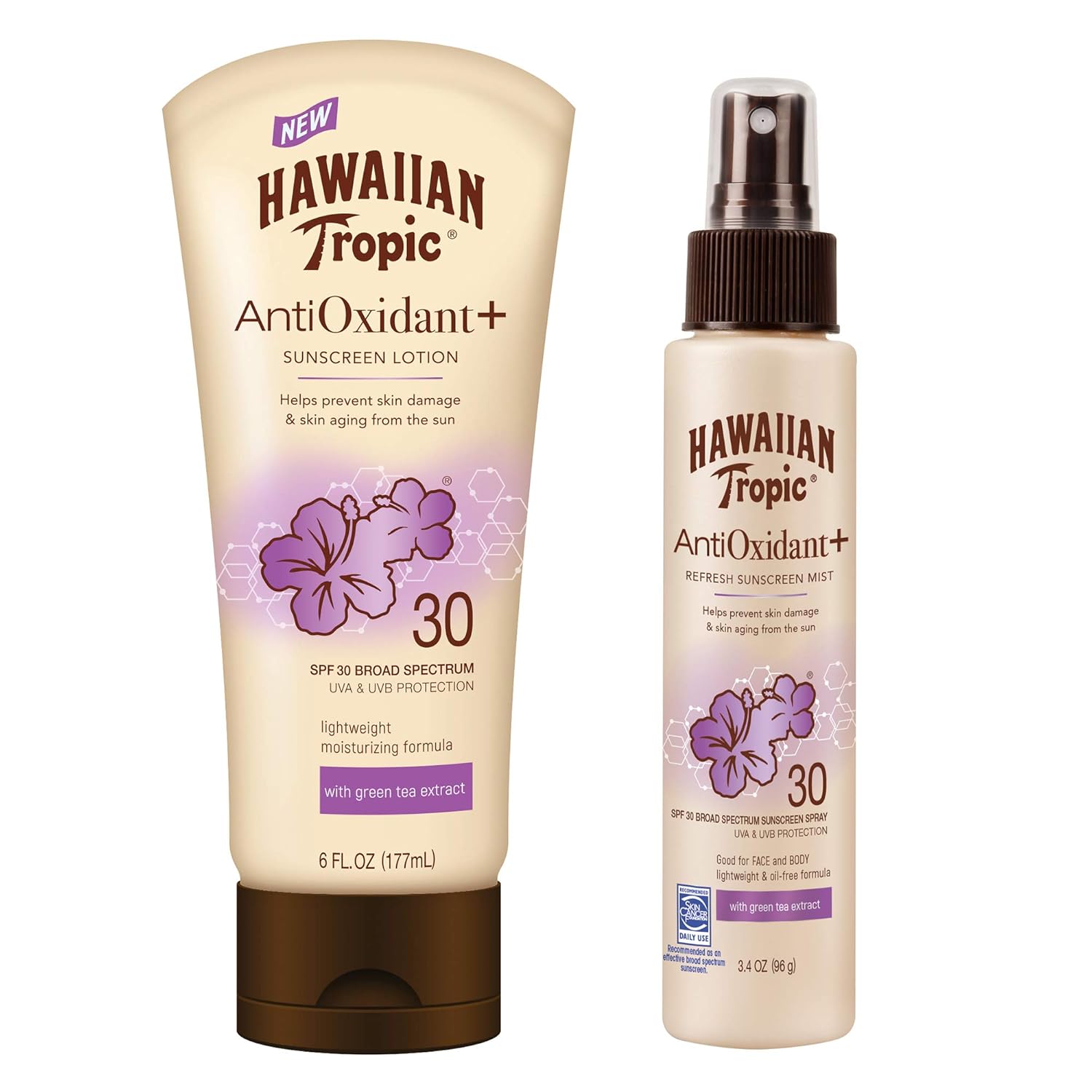 Hawaiian Tropic Spf 30 Broad Spectrum Sunscreen, Antioxidant Sunscreen Pack With 6Oz Sunscreen Lotion And 3.4Oz Sunscreen Mist