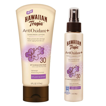 Hawaiian Tropic Spf 30 Broad Spectrum Sunscreen, Antioxidant Sunscreen Pack With 6Oz Sunscreen Lotion And 3.4Oz Sunscreen Mist
