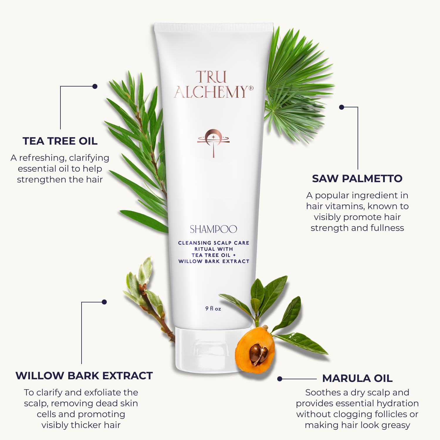 Tru Alchemy Shampoo For Growth, Volume & Scalp Health | Naturally-Derived With Tea Tree & Peppermint Oil Plus Keratin & Saw Palmetto | Sulfate & Paraben Free | 9 Fl Oz. : Beauty & Personal Care