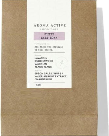 Aroma Active Laboratories Sleep Salt Soak 50G - Bath Salts, Bath Before Bed, Relax, Loosen Up Muscles, De-Stress, Valerian Root, Lavandin, Epsom Salts