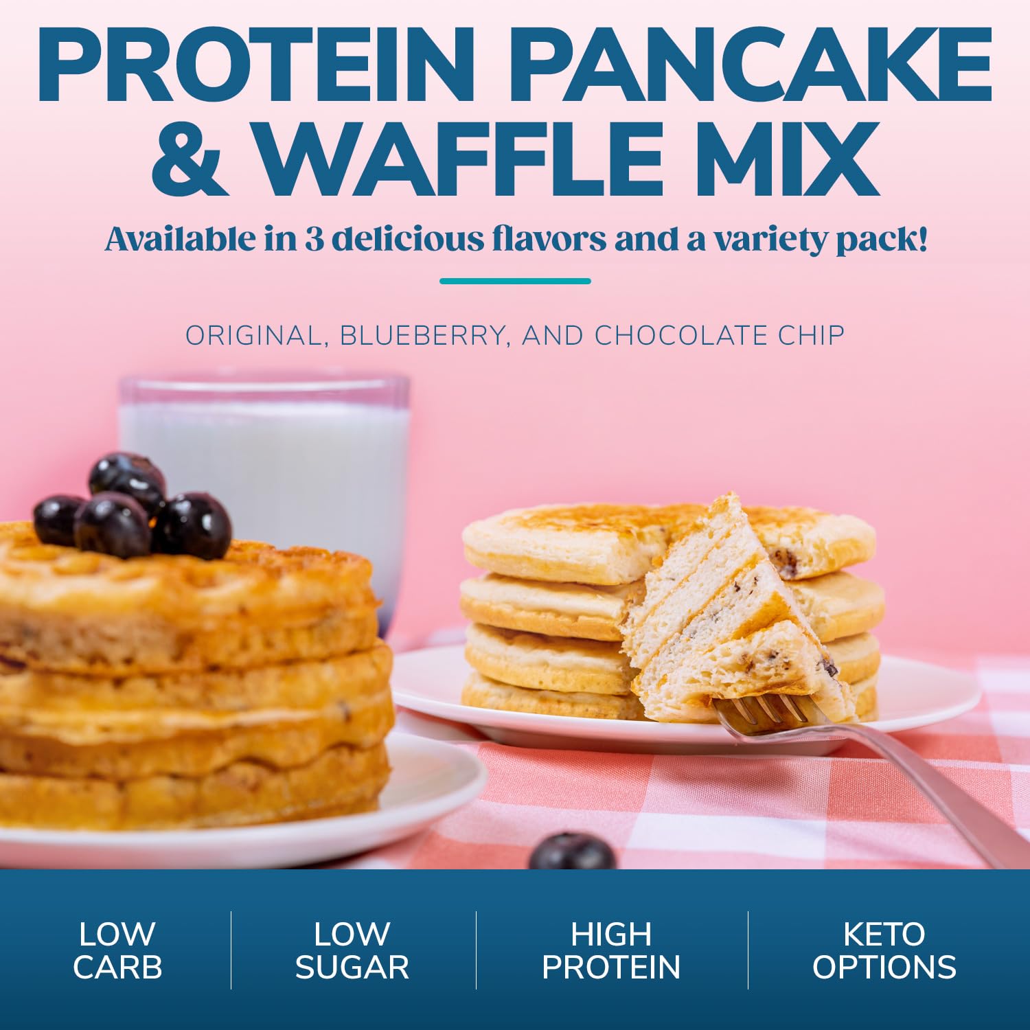 Wonderslim Protein Pancake & Waffle Mix, Blueberry, Low Sugar & Low Calorie (7Ct)