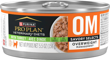 Purina Pro Plan Veterinary Diets Om Overweight Management Savory Selects With Turkey Feline Formula Wet Cat Food - (Pack Of 24) 5.5 Oz. Cans