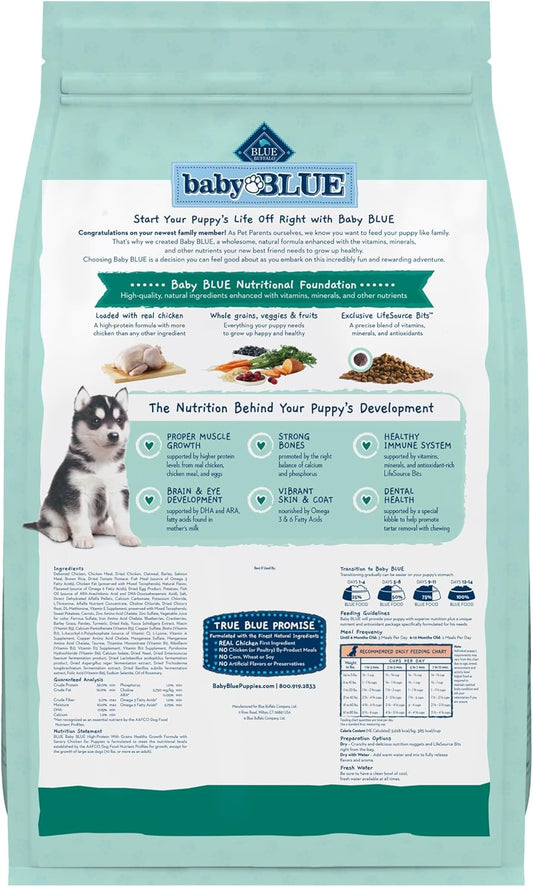 Blue Buffalo Baby Blue Natural Dry Food For Puppies, Healthy Growth Formula With Dha, High-Protein Savory Chicken Recipe, 20-Lb. Bag